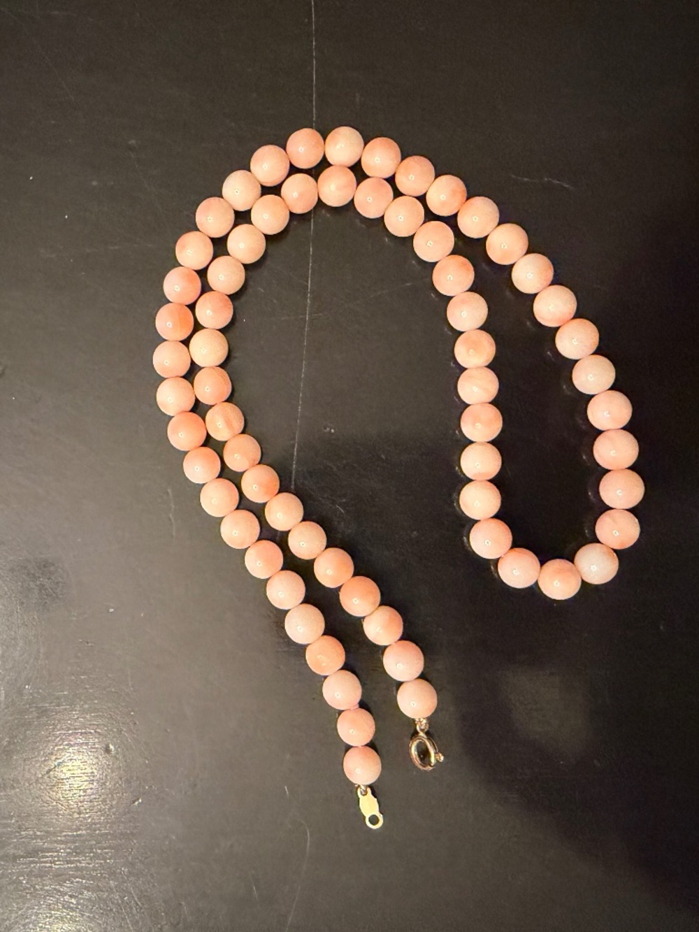 Gorgeous 16.5" Natural Blush Angel Skin Coral Bead Necklace w 1/20 14K GF Clasp